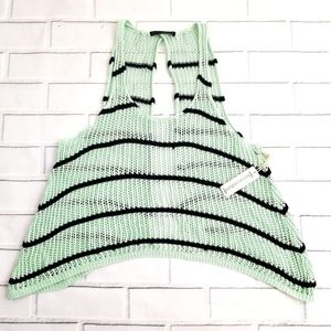 Lucca Couture Mint and Navy Open Back Knitted Top